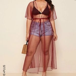 Burgundy plus size Kimono